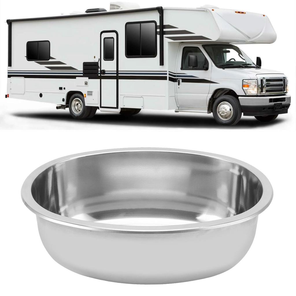 393x273mm Marine Boat Oval Sink with 40mm Drain Hole Stainless Steel Brushed for RV Yacht Motorhome