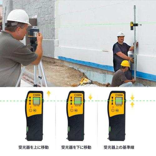 CIGMAN Laser Receiver, Green Laser Compatible, 50m Working Distance, Bubble, Buzzer, Holder Included, Japanese Instruction Manual Included