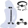 Neck To Wrist Restraints Kit with Nipple Clamps Gag Sex Toys for Women Adjustable Back Handcuffs Collar Bondage SM Sex Game Toys
