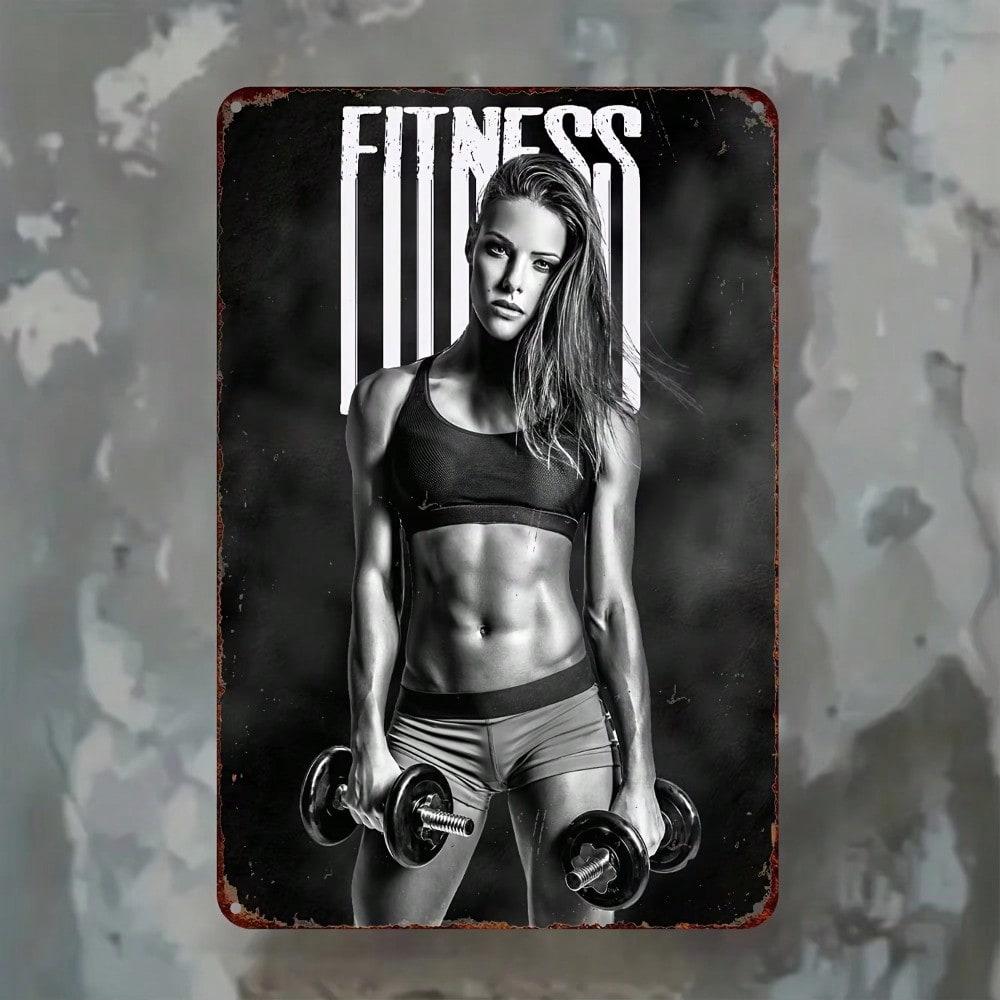 Retro Tin Sign Gym Fitness Girl Decor