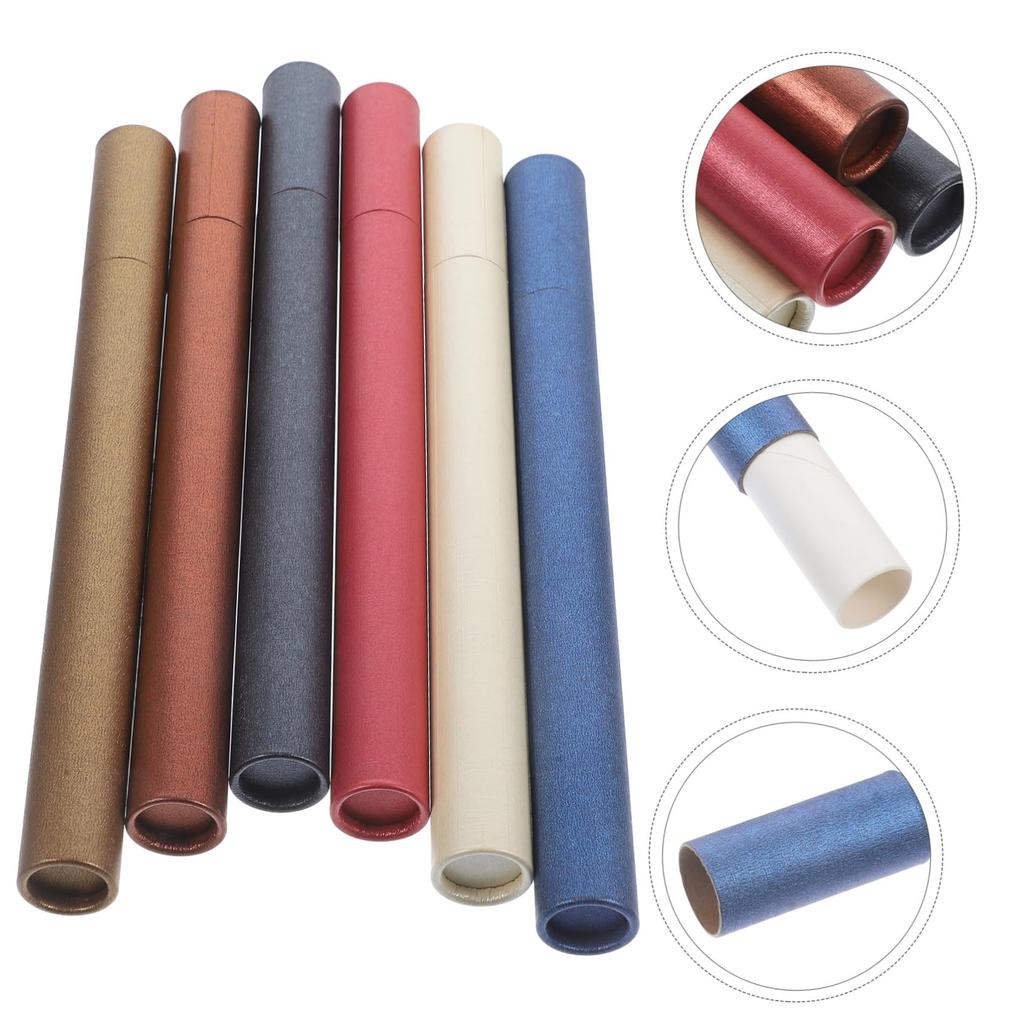TOPPERFUN Incense Stick Storage Tubes, Set of 6, Paper, 23 x 2.1 cm, Pearl Colors (WhiteGrayGoldOrangeBlueRed), Approximately 120g Total,