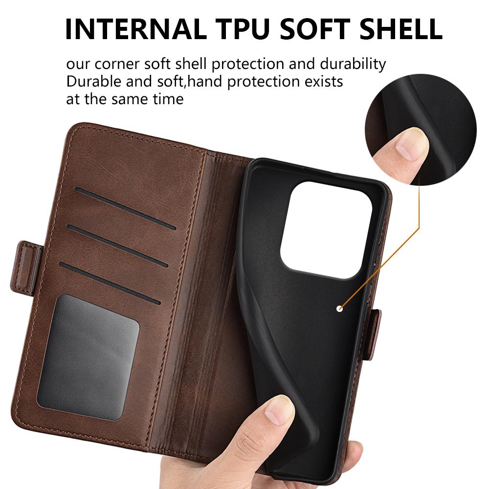 Für Xiaomi Redmi Note 14 5G Ständerhülle Kalbsleder Textur Leder Brieftasche Handyhülle