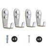 4/8PCS Stainless Steel Double Hole Wall Hook Heavy Duty Waterproof for Bathroom Kitchen Hang Towel Coat Bag Key Accessories