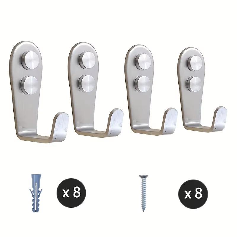 4/8PCS Stainless Steel Double Hole Wall Hook Heavy Duty Waterproof for Bathroom Kitchen Hang Towel Coat Bag Key Accessories
