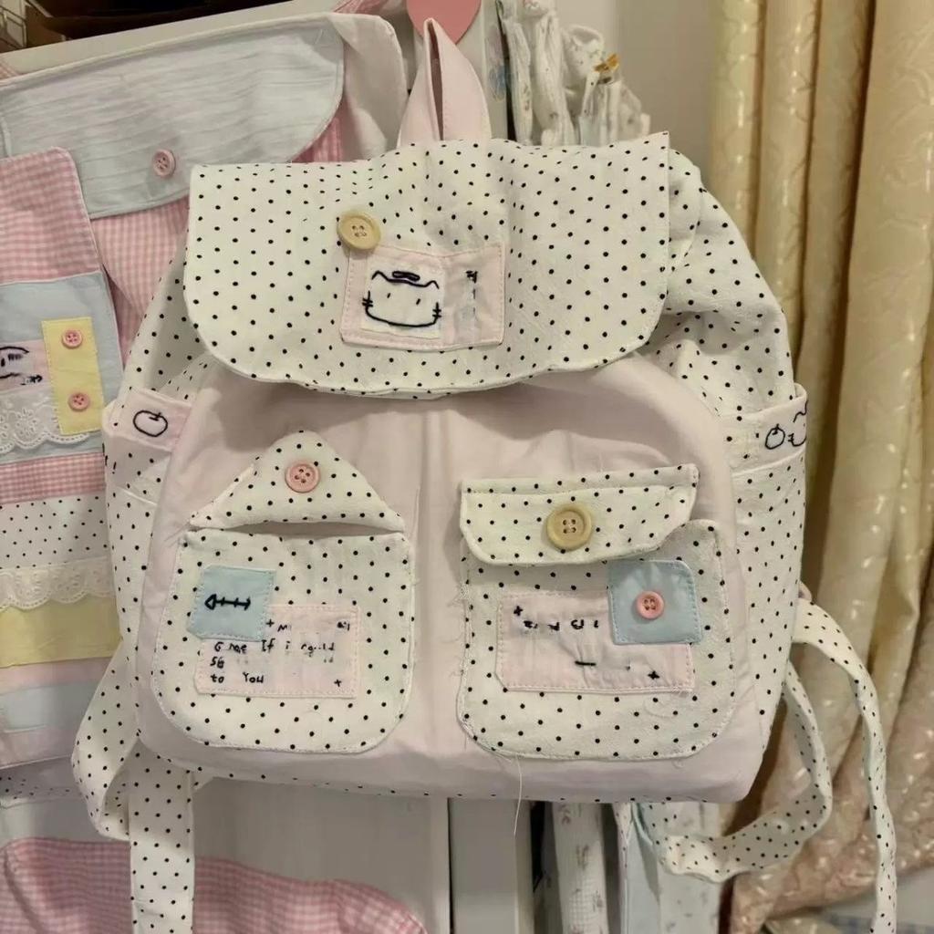 HELLO New Original Design Girly Heart Backpack Floral High-Value Large Capacity College Student Commuter Backpack