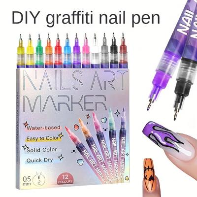 1 Set Nail Doodle Pen,12-color Acrylic Paint Pen,Nail Paint DIY Quick Drying Dot Stitching Pen,Nail Art Pen Set, Quick Drying for Home And Salon DIY