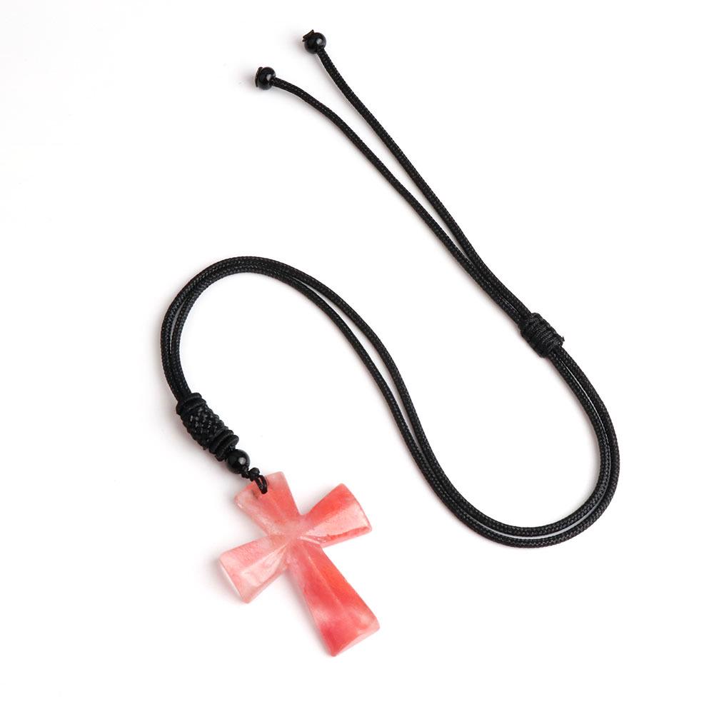 Colier Cruce Agat - Piatră Semiprețioasă Cadou de Crăciun Lanț Pulover