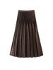 Miyake High Waist Double Pleated Midi Skirt - Spring/Autumn Slimming A-Line