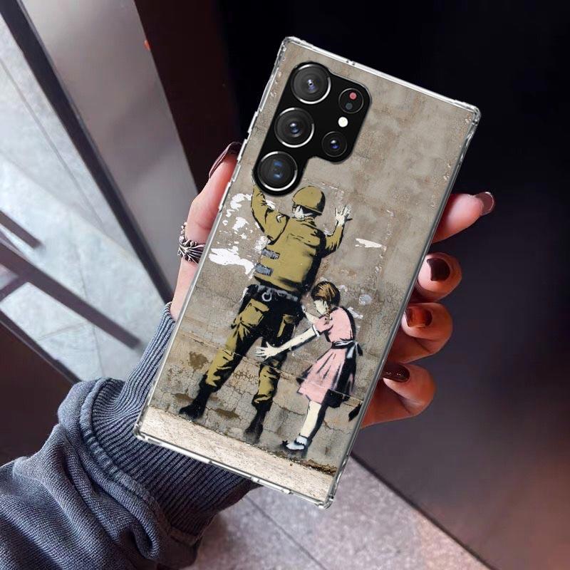 Street Art Banksy Graffiti Phone Case For Samsung Galaxy S23 S24 S25 Edge S26 Ultra S22 + S21 Plus S20 FE Cover Silicone Print S
