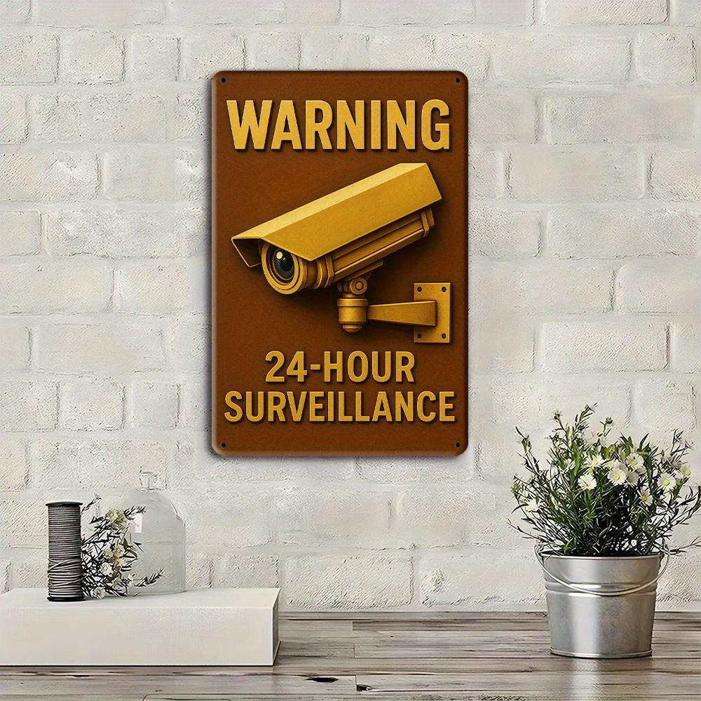 24-Hour Surveillance Sign - Vintage Iron Security Notice for Home & Business Decor