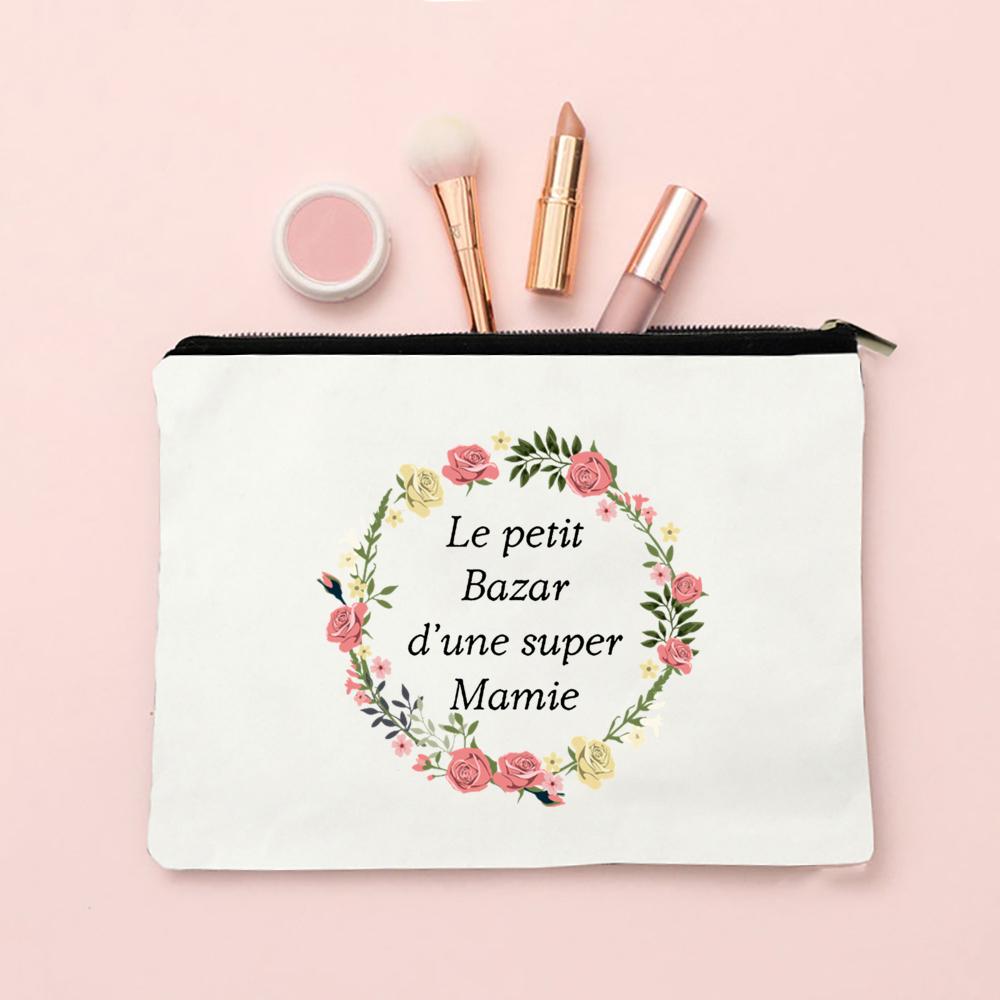 Super Mamie French Printed Makeup Bags Women Cosmetic Case Travel Toiletries Organizer Female Wash Storage Pouches Grandma Gifts