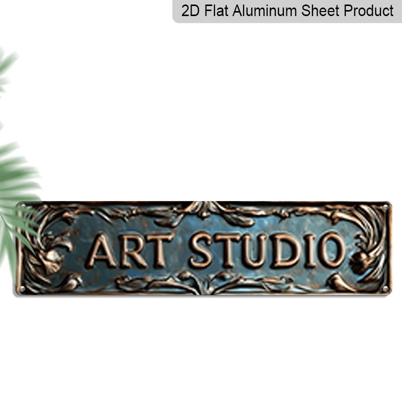 

2D Flat Decorative Signs and Plaques, Retro ART STUDIO” Metal Signs, Aluminum Decorative Wall Signs, Size 15.7X3.9 Inches, Pre-drilled for Easy 40cm x 10cm
