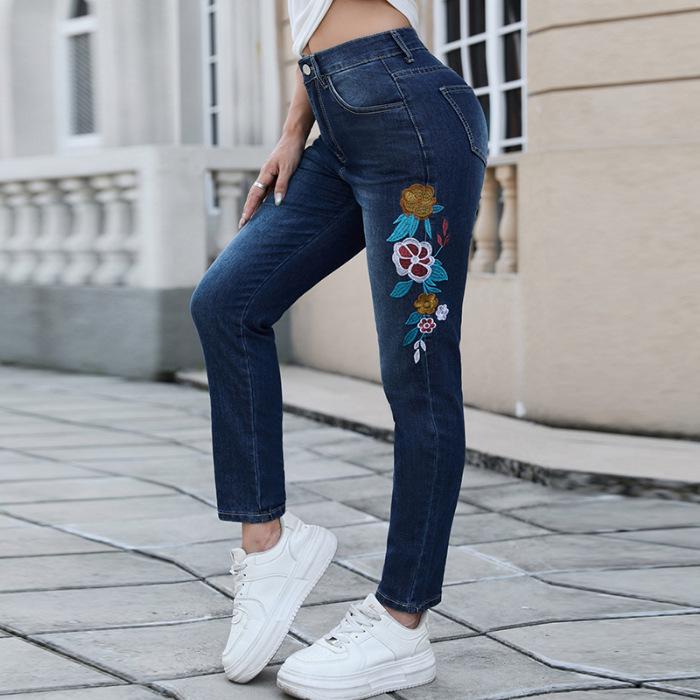 

Women s Deep Blue Embroidered Jeans - Stylish 2026 Collection XXL джинсовый синий