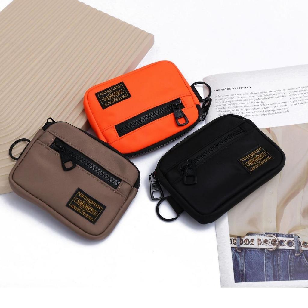 Unisex Oxford Cloth Coin Purse: Workwear Style Card Holder & Multifunctional Earphone Hanging Bag