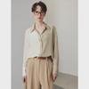 Women's Loose-Fit Silk Shirt - 2025 Spring/Summer, 100% Double Crepe Mulberry Silk, Color-Block Design