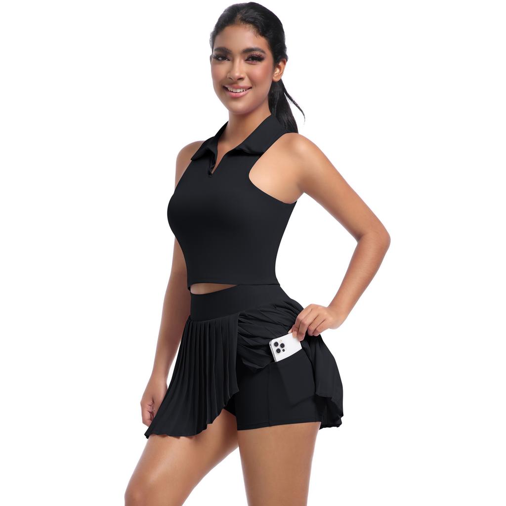 Nessaj Yoga Set Mit Porckets Frauen Workout Kleidung Hohe Taille Kleid Shorts Ärmellose Weste Fitness
