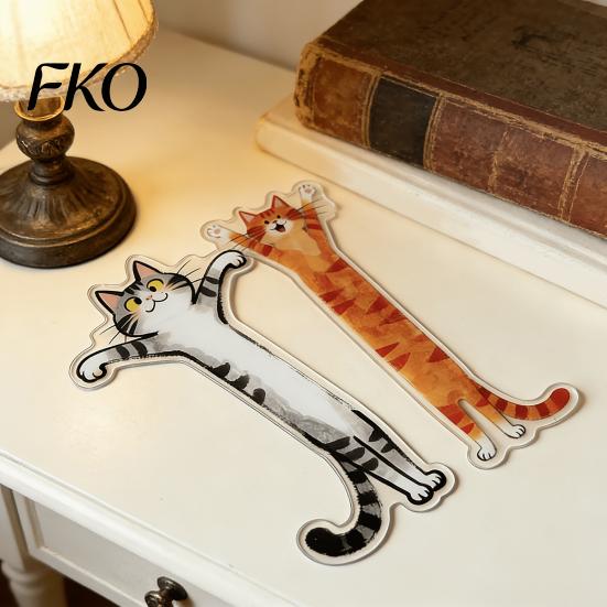 Cat Design Bookmark 5Pcs Acrylic Long Bookmark, Book Mark for Reading Women & Waterproof Men, Decorative Kitten Page Marker, Gifts Readers Lovers