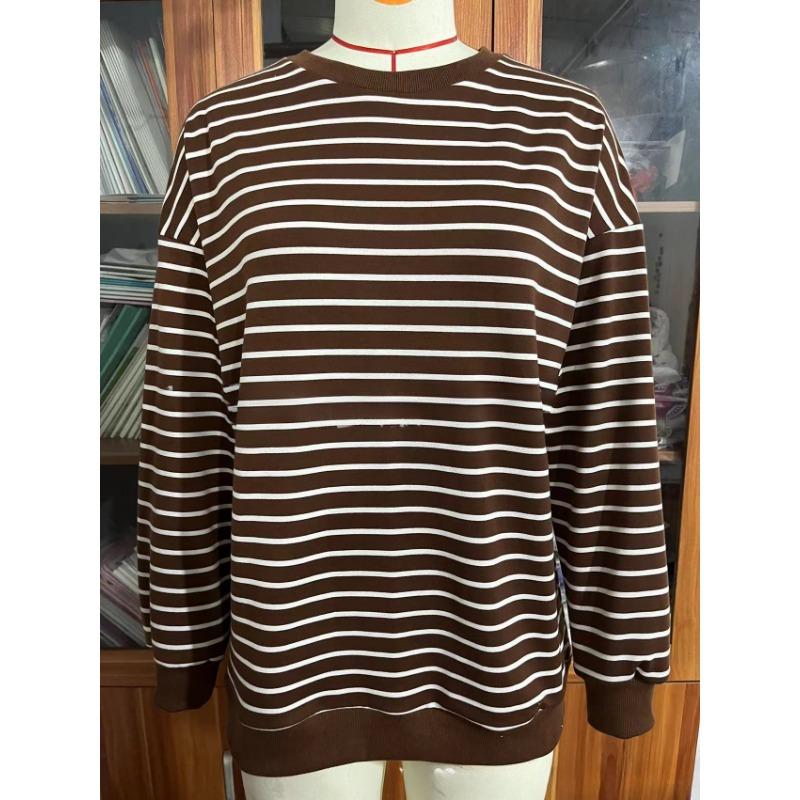 Spring Autumn Women's Plus Size Sweatshirt Striped Long Sleeve Round Neck Oversized Sweatshirt Y2K Sweatshirt