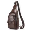 Bolsa de Peito Masculina de Couro de Flor Integral Casual Transversal de Ombro Couro