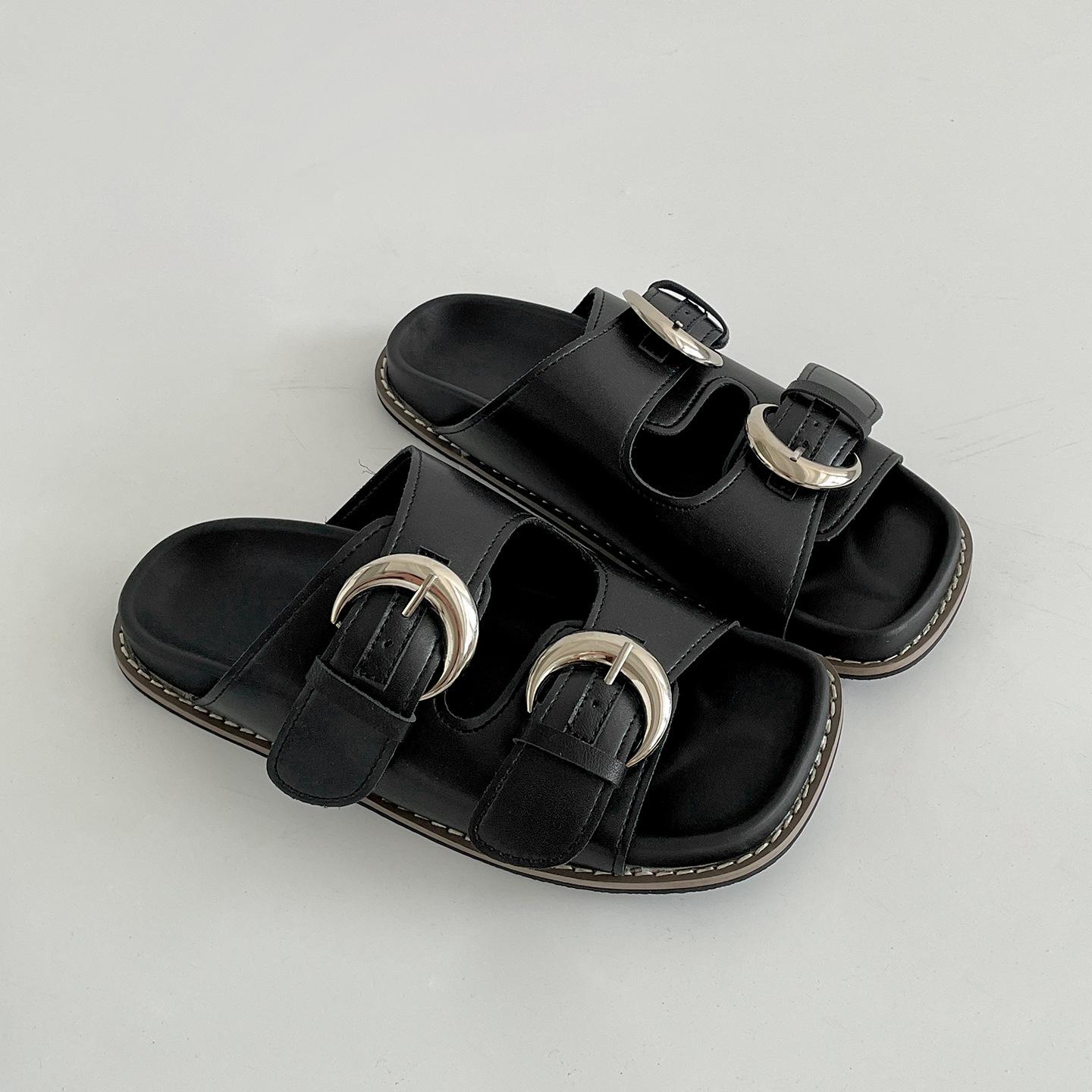 Internet celebrity flat one-word slippers with skirt non-slip cool slippers 35