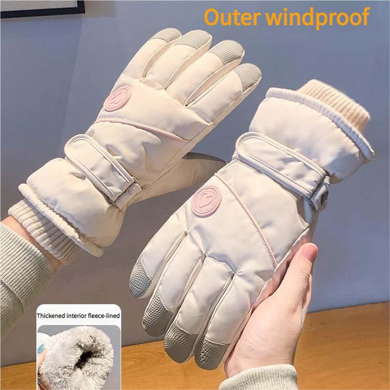 Skihandschuhe Thermisch Wasserdicht Schneehandschuhe für Jungen Mädchen -30°C Kältefest Winddicht Isoliert mit Anti-Rutsch-Griff Verstärkte Lederhandfläche