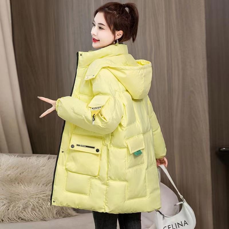 Winter Hooded Parkas Women Thicken Warm Mid Long Down Cotton Coat Woman All Match Casual Cotton Padded Jacket Female