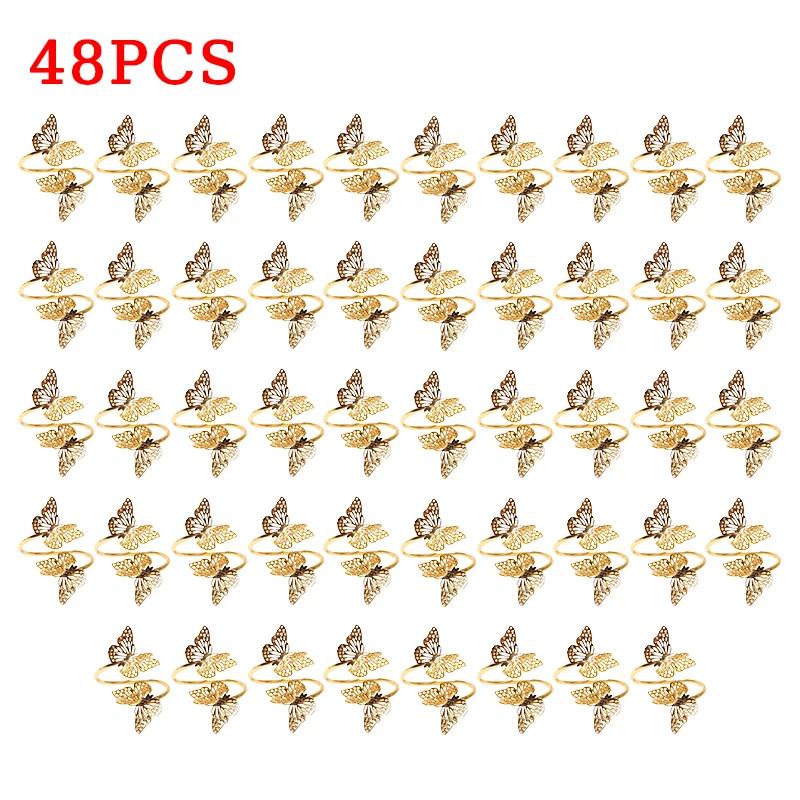 96PCS Three-dimensional hollow butterfly napkin buckle metal butterfly napkin ring hotel mouth cloth ring fashion napkin ring