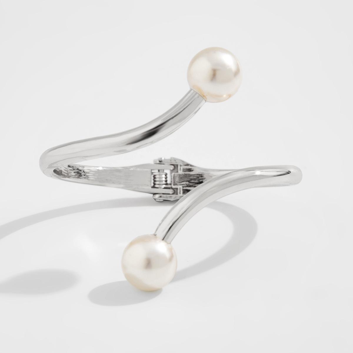 

DIEZI Преувеличенные массивные манжеты Широкие браслеты Панк Геометрические Имитация жемчуга Золотой цвет Тяжелый металл Браслеты для женщин мужчин браслеты