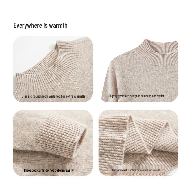 Hengyuanxiang Women's Round Neck Cashmere Sweater