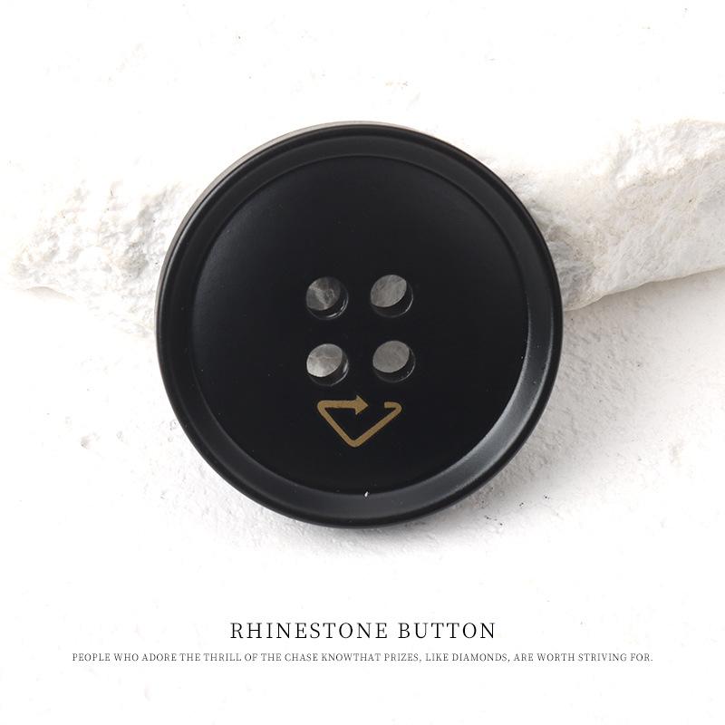 5 Stück bedruckte Harzknöpfe mit vier Ösen, High-End-Blazer, schwarzer Knopfmantel, Trenchcoat, runde Knopfaccessoires.