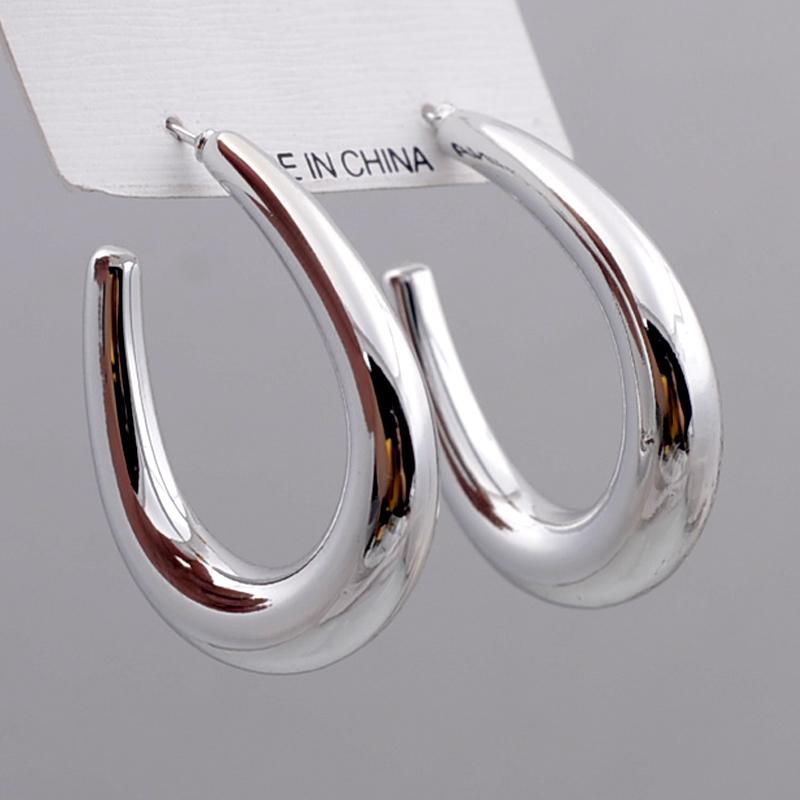 Women's Chunky Open Oval Dangle Earrings for Wedding Party European Vintage Golden Copper Color Geometry Punk Zircon Gift