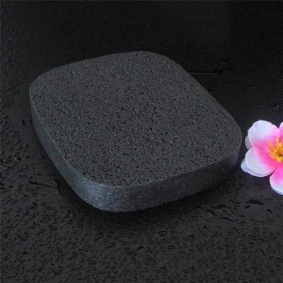Esponja de limpeza facial de carvão de bambu preto natural, esponja de limpeza facial de fibra de madeira, acessório de maquiagem de beleza