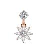 Upside Down Peach Heart Teardrop Zircon Belly Button Ring, 316 Stainless Steel Navel Jewelry