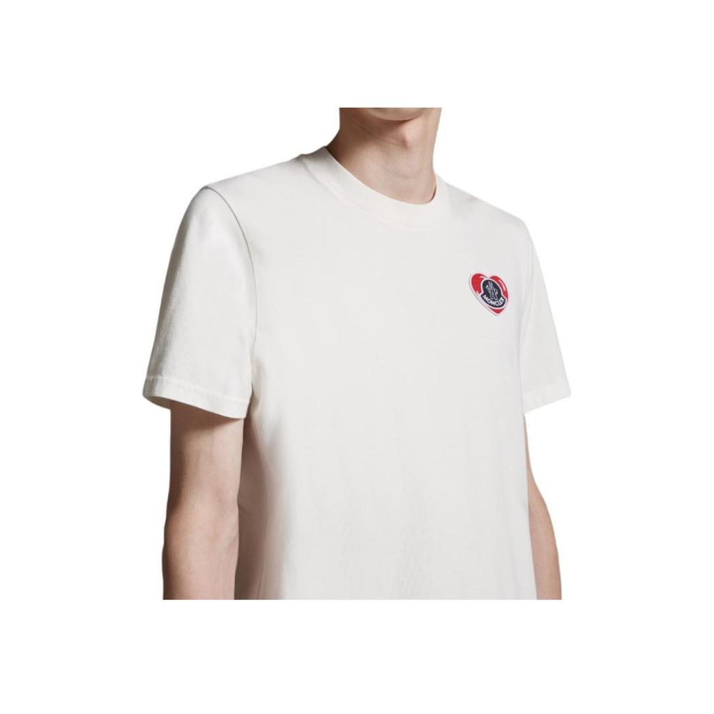 Moncler Logo Print Straight Cut Crew Neck Short Sleeve T-Shirt Men Tops White I20918C000418390T034