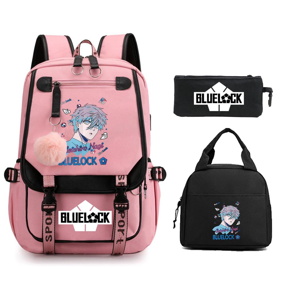 Peripheral Printed Backpack Leisure Student School Bag Pencil Bag Lunch Bag Set