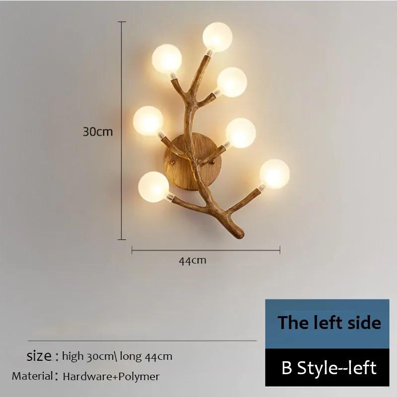 Nordic Creative Tree Branch Night Light Living Room TV Background Wall Lamp Modern and Simple Bedroom Retro Bedside Led Lighting