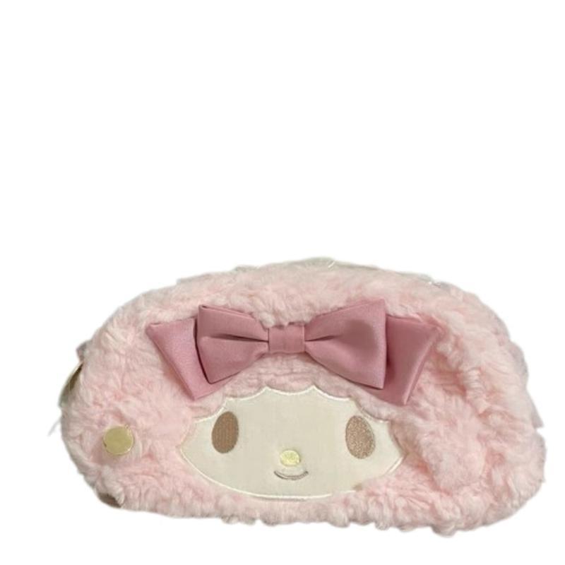 Cute Sanrio Melody Plush Pencil Bag Girl Cartoon Makeup Bag
