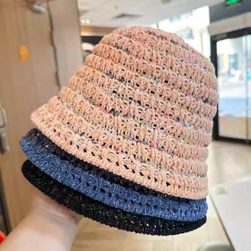 Trendy Commuter Mesh Bucket Hat Women's Breathable Sun Protection Top Hat 2024 New Face-shaping Fashion Hat