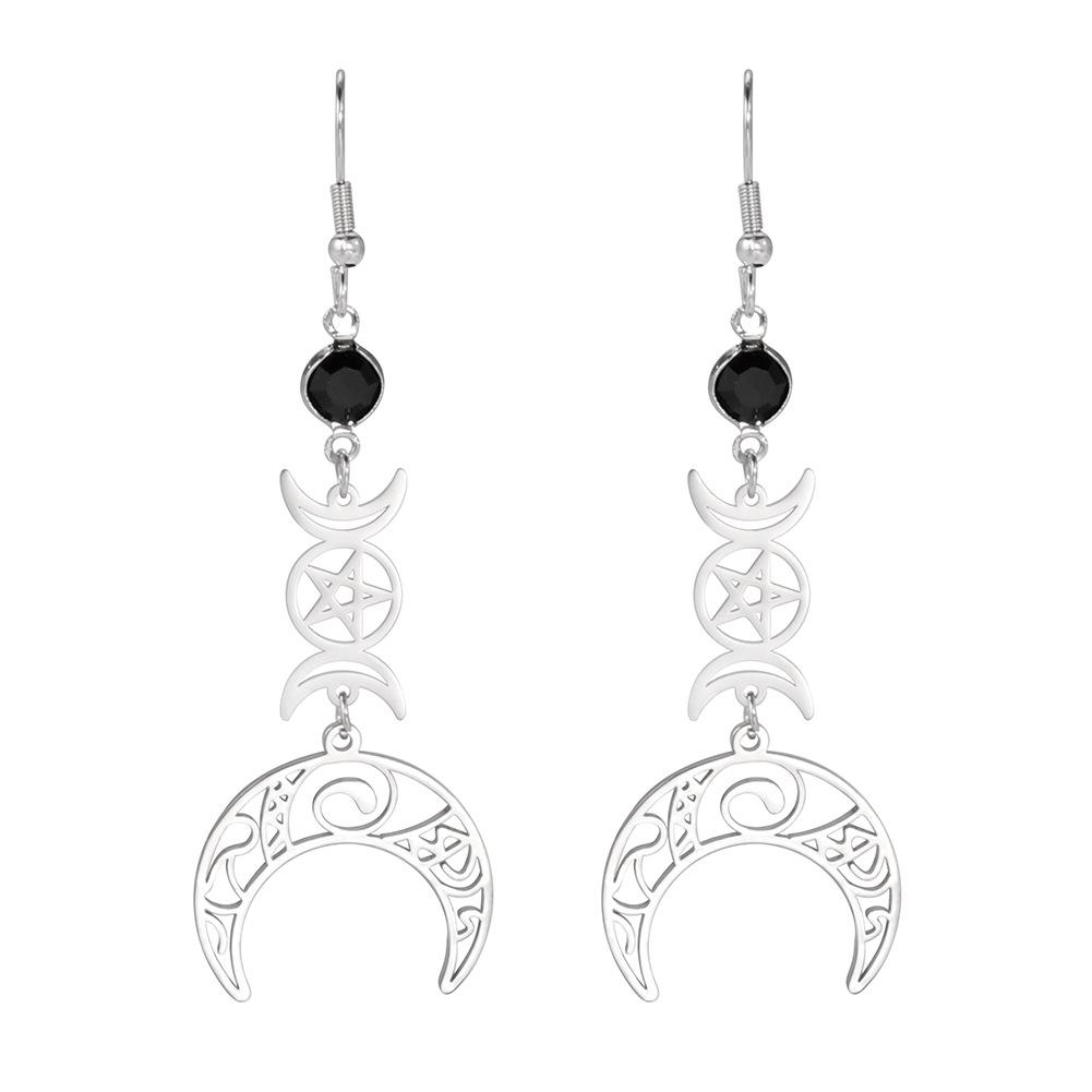 Women s Double Crescent Moon Star Pendant Cut New Moon Earrings