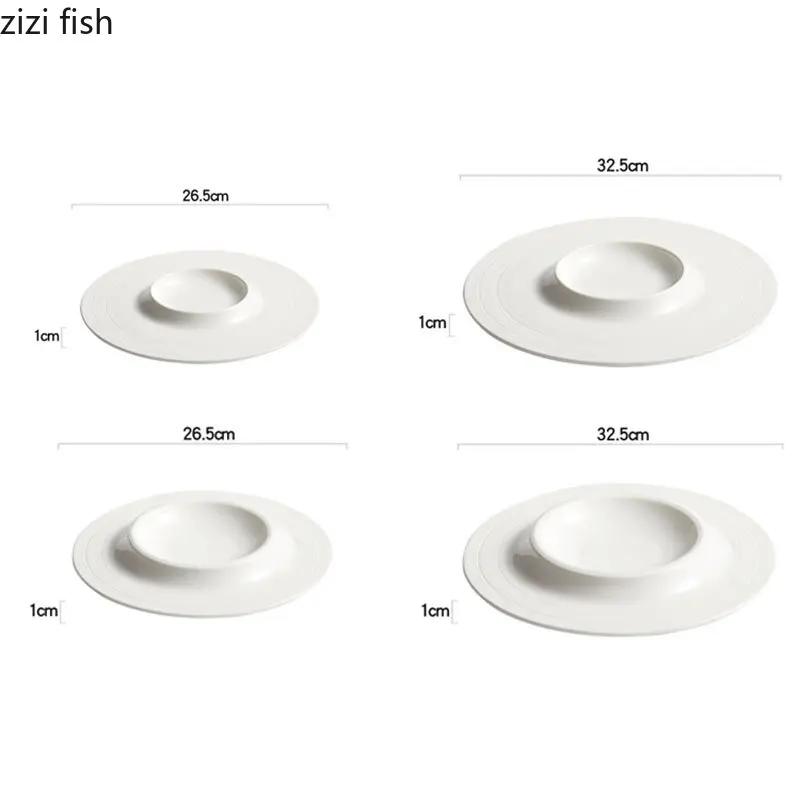 Line Pattern Ceramic Plate Creative Dessert Sushi Dish Snack Plate Molecular Cuisine Display Plate Artistic Conception Tableware