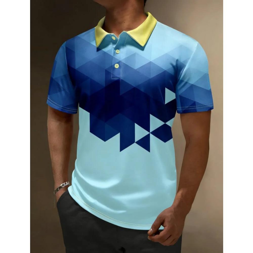 Kleurrijk Patroon Design Korte Mouw Polo Shirt Heren Mode Geprint Buiten Zomerkleding Comfortabel Polyester Vezel
