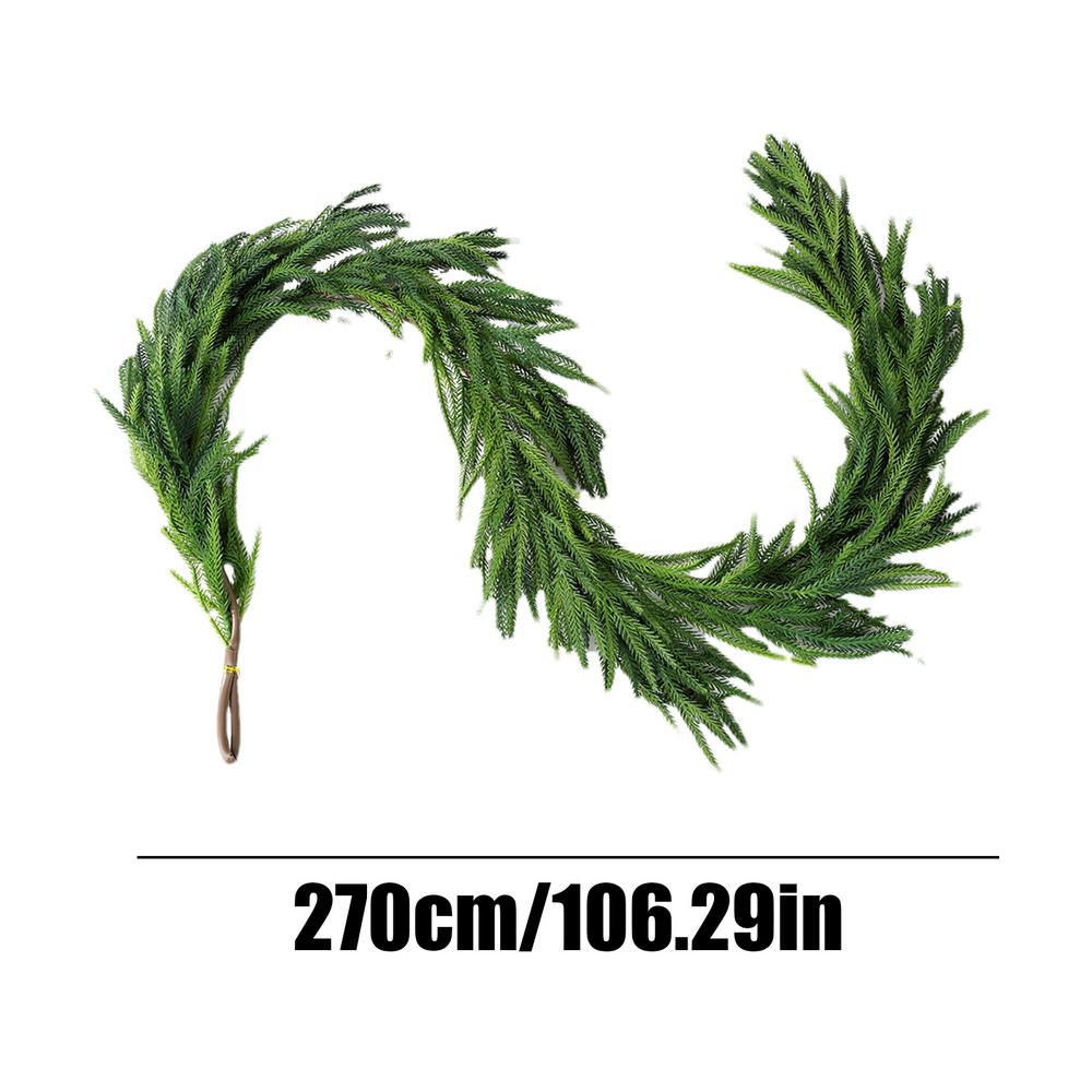 

270cm Artificial Norfolk Pine Garlands Fireplace Decoration Staircase Ornament Christmas Pine Wreath Wall Hanging Home Decor