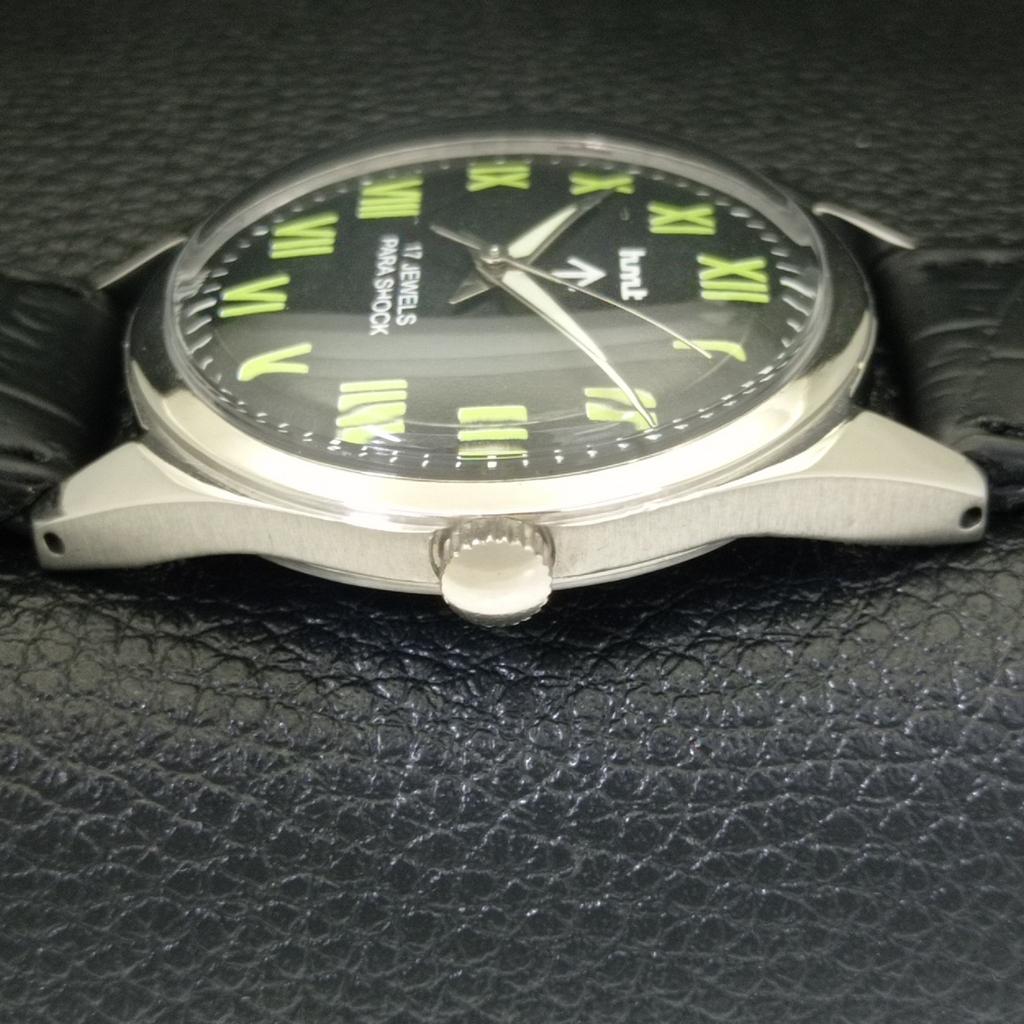 HMT HAND-WINDING VINTAGE INDIAN MENS BLACK COLOR DIAL WATCH a700314-5 R202-a700314