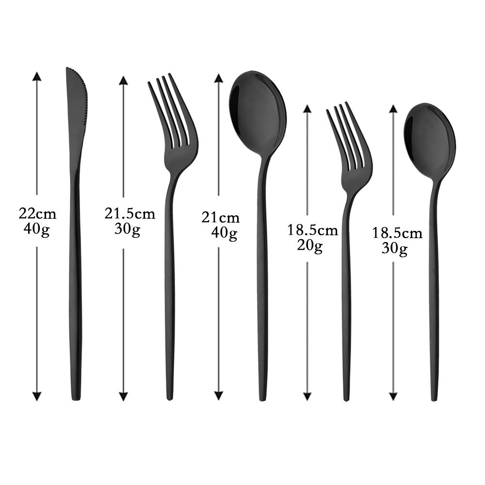 10People Black Silver Flatware Cutlery Set Knife Dessert Fork Spoon Dinnerware Stainless Steel Tableware Set Party Kitchen Tool