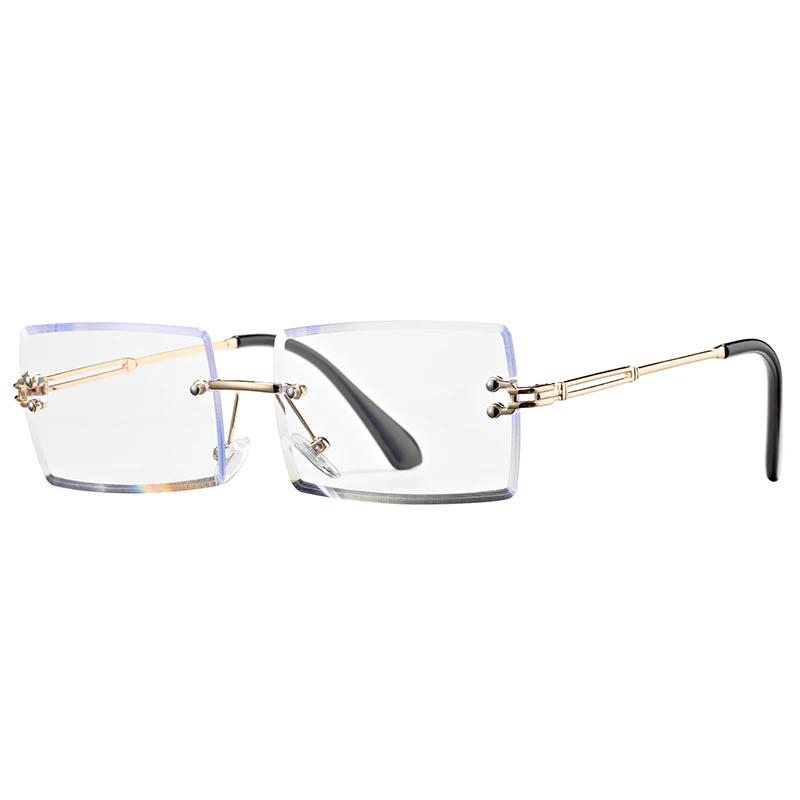 

New Rimless Rectangle Sunglasses for Women Trendy Frameless Square Shades for Men Ultralight UV400 Eyewear Unisex As picture