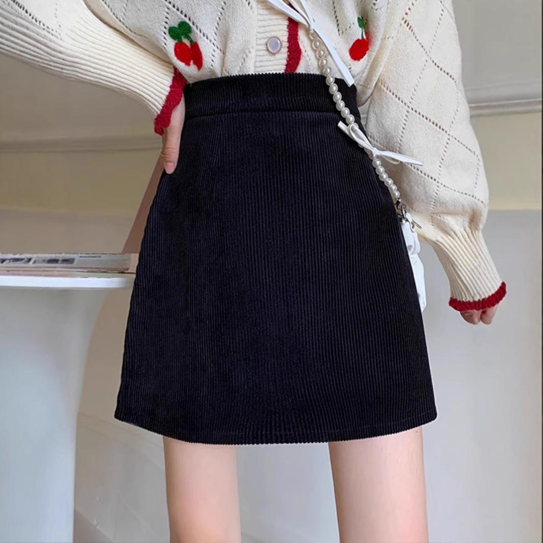 

Юбка миди А-силуэта с высокой талией из вельвета - Мода осень/зима 2024 для миниатюрных женщин 3XL [Recommended 148-158 lbs]