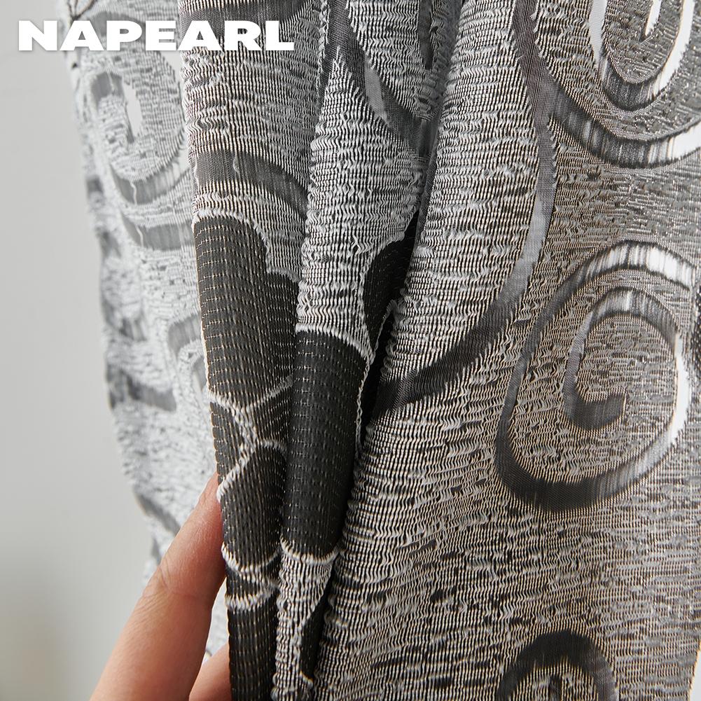 1PC NAPEARL Classical Flower Jacquard Hook Type Short Tulle Sheer Curtain for Bedroom Window