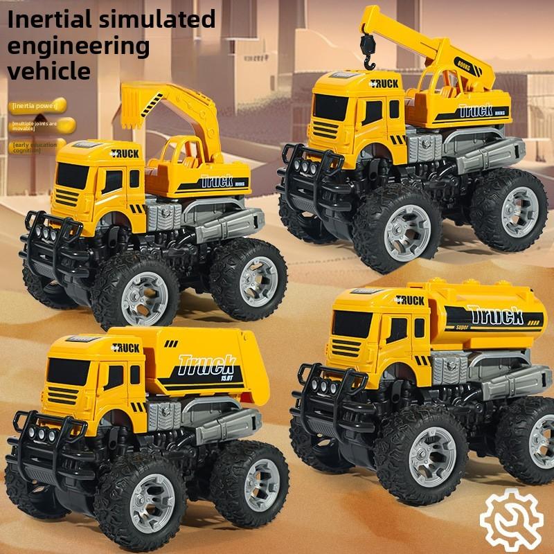 Childrens Engineering Vehicle Excavator Crane Mixer Truck With Inertial Drive For Learning And Play