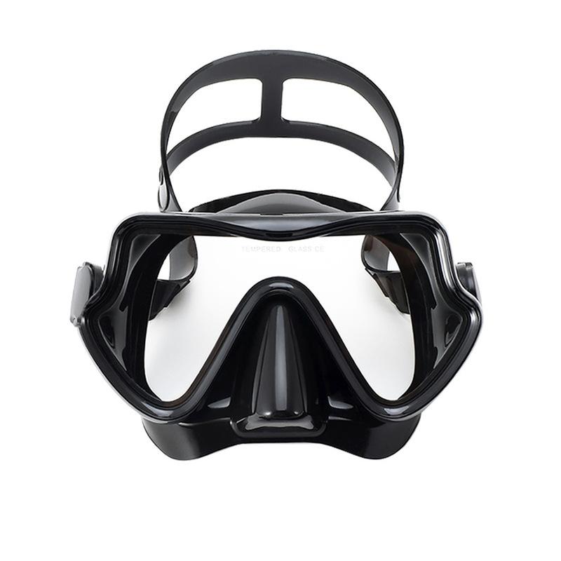 

Очки для плавания Маска для дайвинга Очки для плавания с защитой носа Силиконовая юбка Закаленное стекло Панорамный HD для мальчиков и девочек чёрный