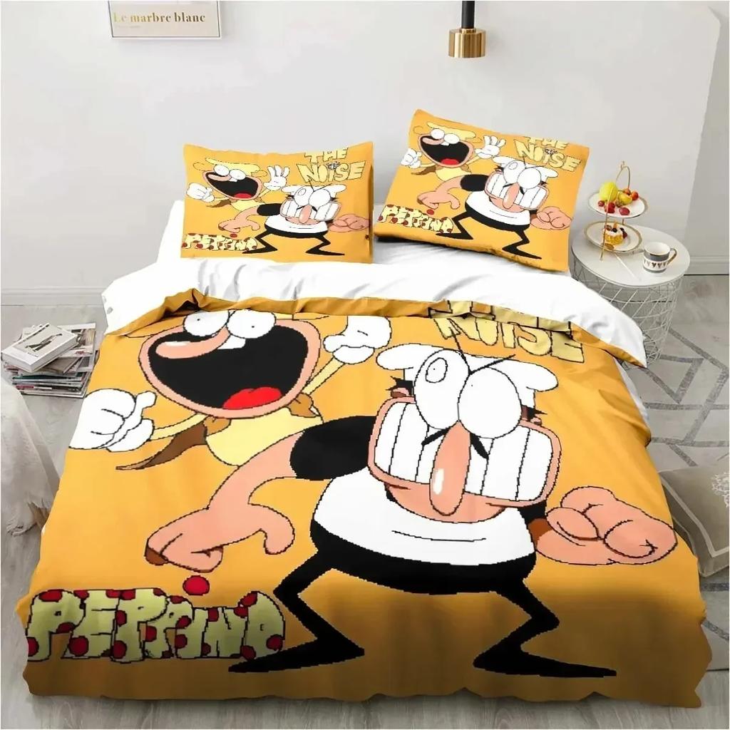 Edredón Torre de Pizza Estilo Pixel Clásico Juego Juego de Ropa de Cama Dormitorio Suave Moderno S Cómodo